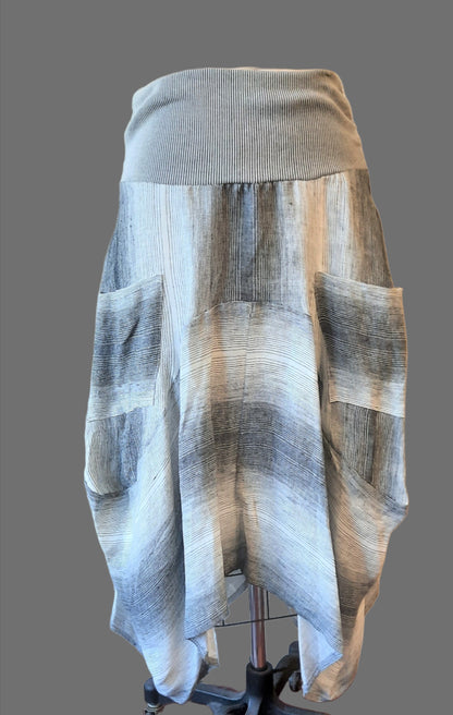 INIZIO ITALY Magic Stipe Linen Skirt fiberartboutique.com