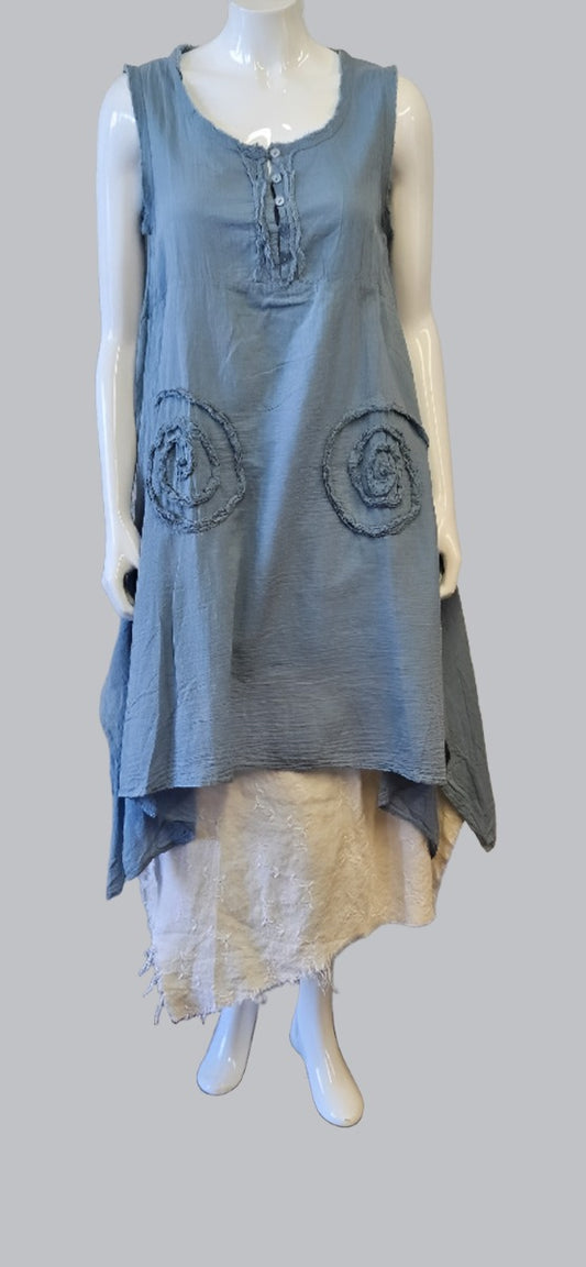 Handmade Linen Cotton Artisan Dress-Fiber Art Boutique