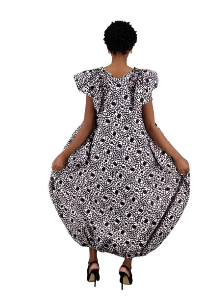 Cotton Printed Balloon Lagenlook Style Dress-Fiber Art Boutique