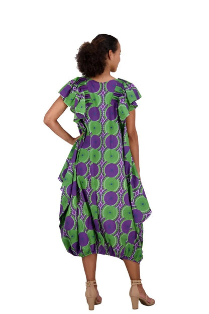African Print Cotton Balloon Dress-Fiber Art Boutique